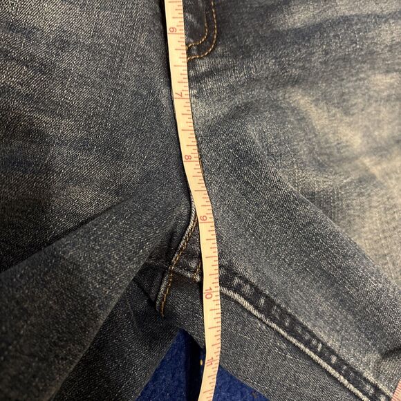 Democracy Jeans Women's 6 Blue Denim Ab Technology Straight Medium Wash Raw Hem - Picture 6 of 7